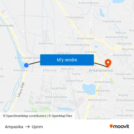Ampasika to Uprim map