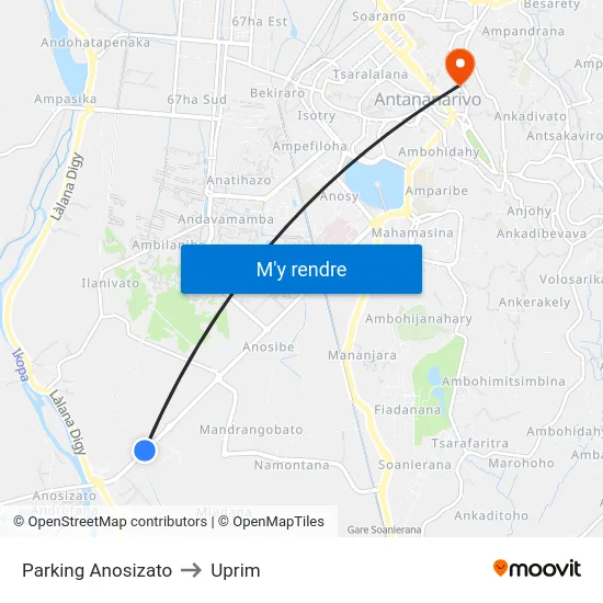 Parking Anosizato to Uprim map