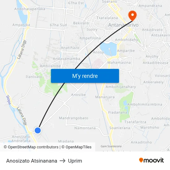 Anosizato Atsinanana to Uprim map
