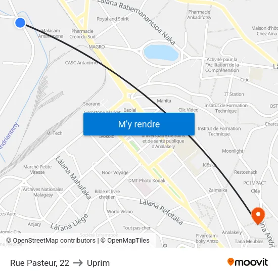 Rue Pasteur, 22 to Uprim map