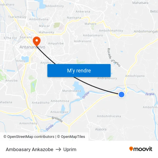 Amboasary Ankazobe to Uprim map