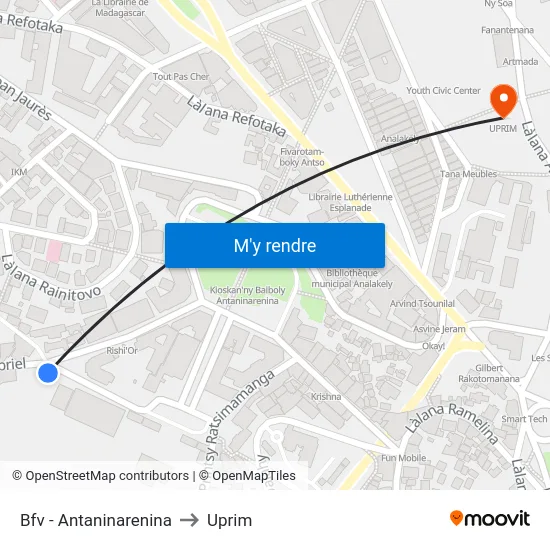 Bfv - Antaninarenina to Uprim map