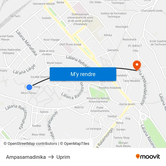 Ampasamadinika to Uprim map