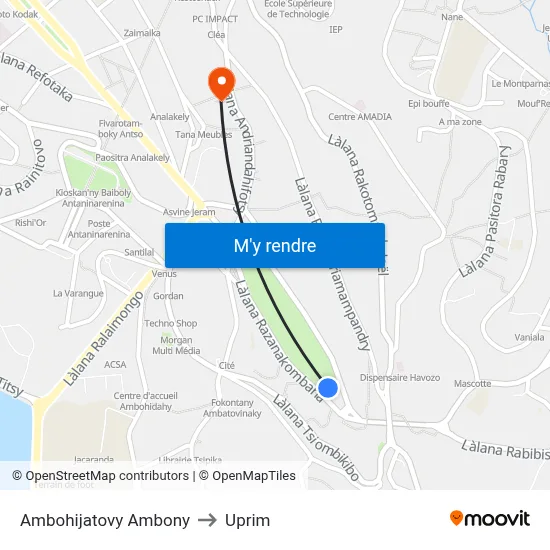 Ambohijatovy Ambony to Uprim map