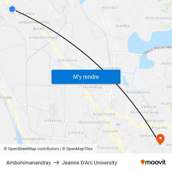 Ambohimanandray to Jeanne D'Arc University map