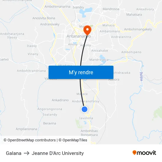 Galana to Jeanne D'Arc University map