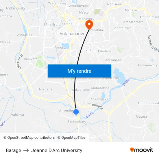 Barage to Jeanne D'Arc University map