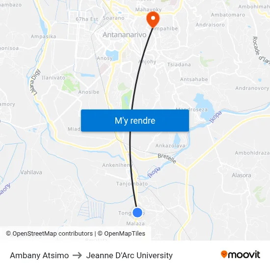 Ambany Atsimo to Jeanne D'Arc University map