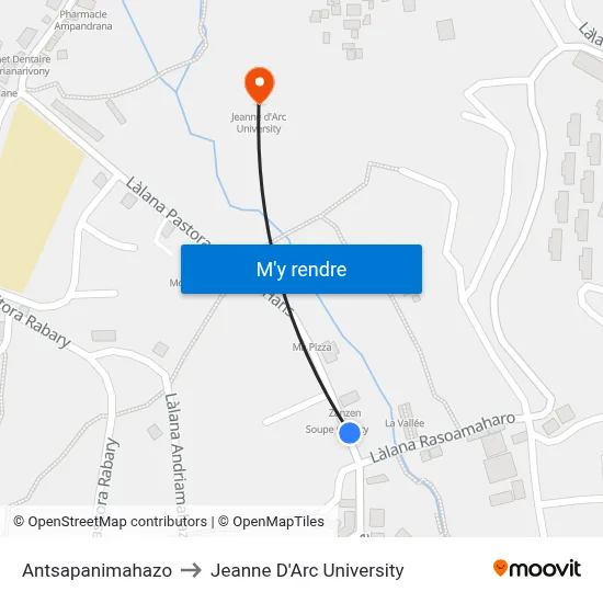 Antsapanimahazo to Jeanne D'Arc University map