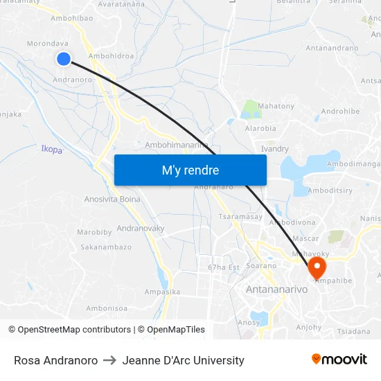 Rosa Andranoro to Jeanne D'Arc University map