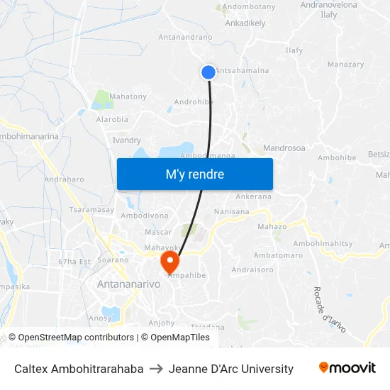 Caltex Ambohitrarahaba to Jeanne D'Arc University map