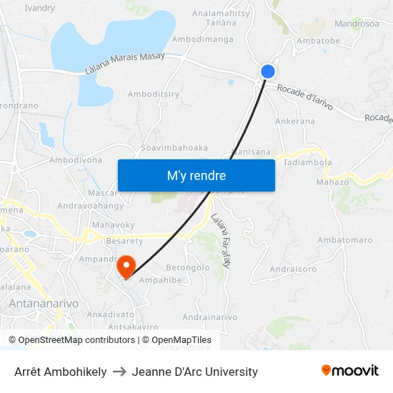 Arrêt Ambohikely to Jeanne D'Arc University map