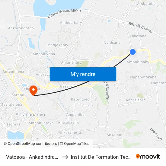 Vatosoa - Ankadindramamy to Institut De Formation Technique map