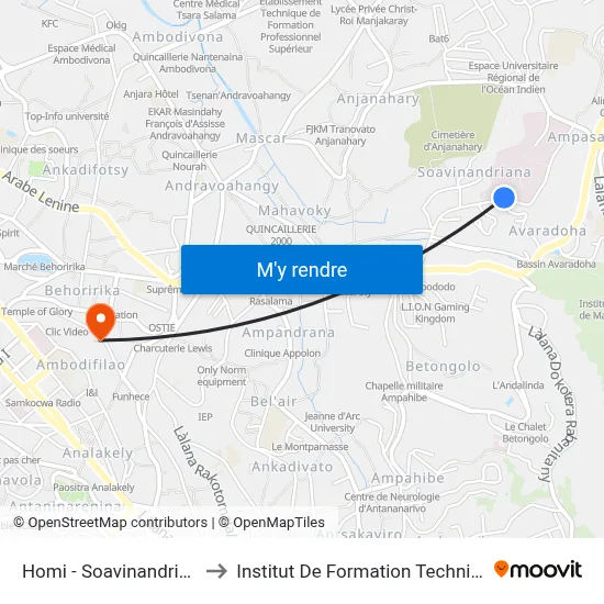 Homi - Soavinandriana to Institut De Formation Technique map
