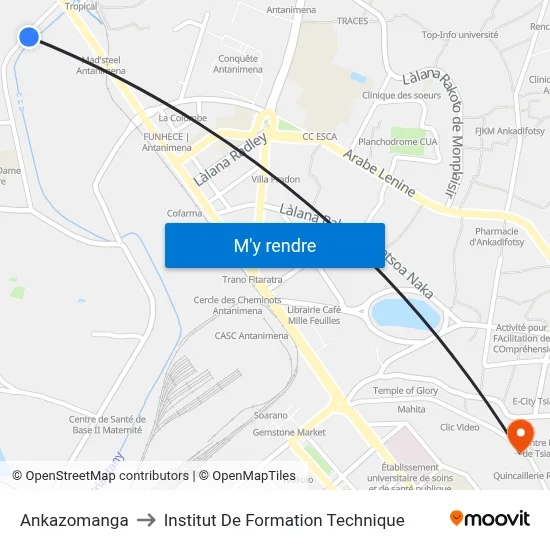 Ankazomanga to Institut De Formation Technique map