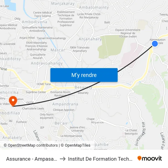 Assurance - Ampasapito to Institut De Formation Technique map