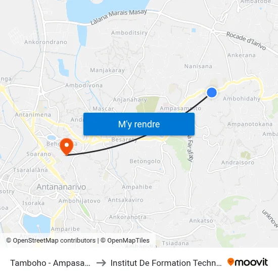 Tamboho - Ampasapito to Institut De Formation Technique map