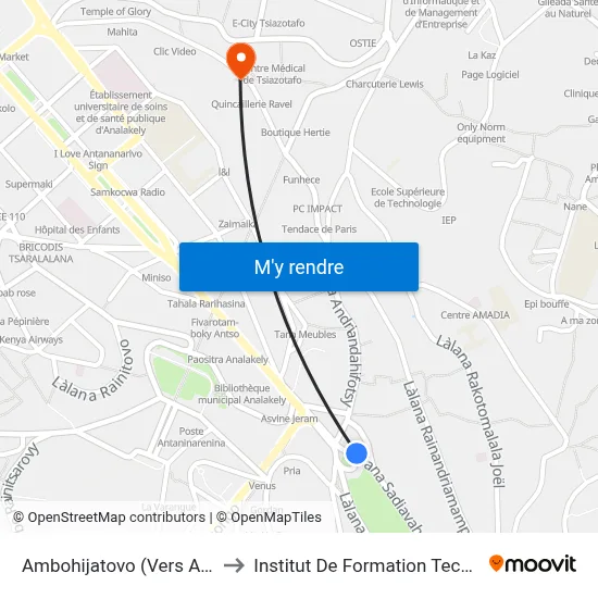 Ambohijatovo (Vers Anosy) to Institut De Formation Technique map