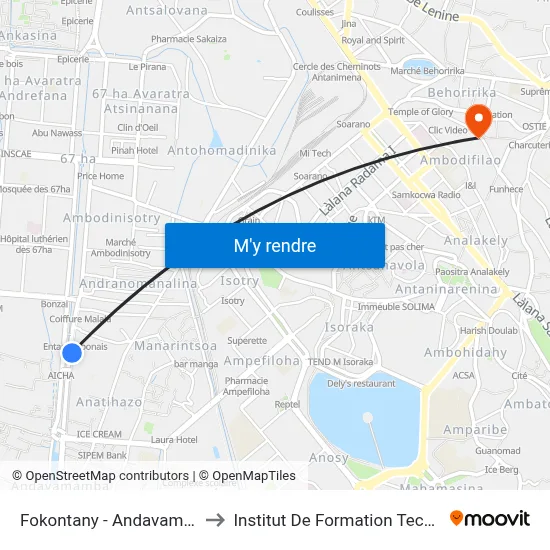 Fokontany - Andavamamba to Institut De Formation Technique map