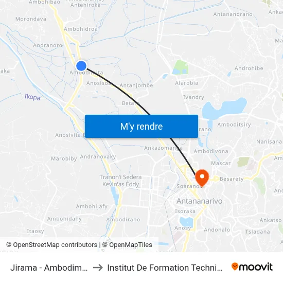 Jirama - Ambodimita to Institut De Formation Technique map
