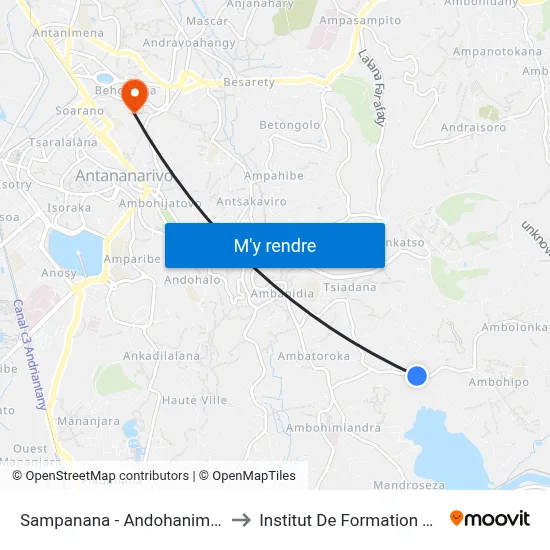 Sampanana - Andohanimandroseza to Institut De Formation Technique map