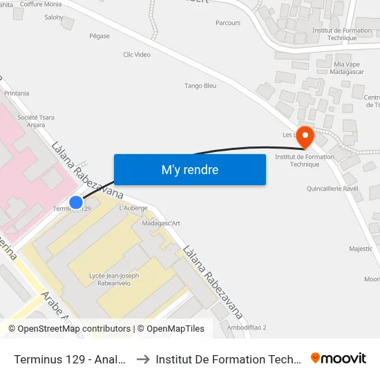 Terminus 129 - Analakely to Institut De Formation Technique map
