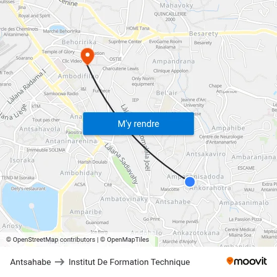 Antsahabe to Institut De Formation Technique map
