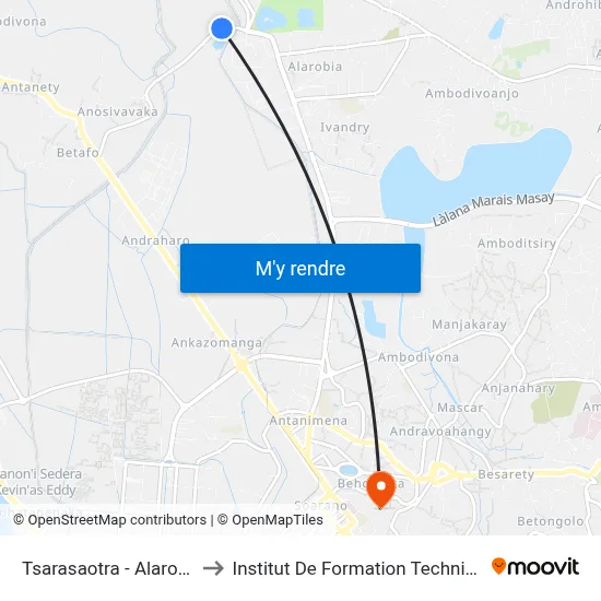 Tsarasaotra - Alarobia to Institut De Formation Technique map