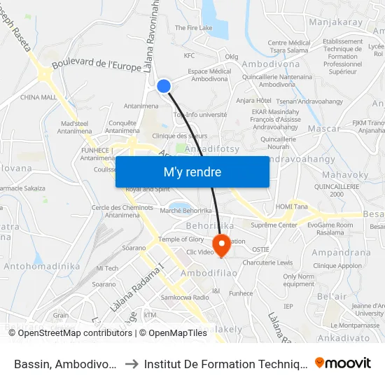 Bassin, Ambodivona to Institut De Formation Technique map