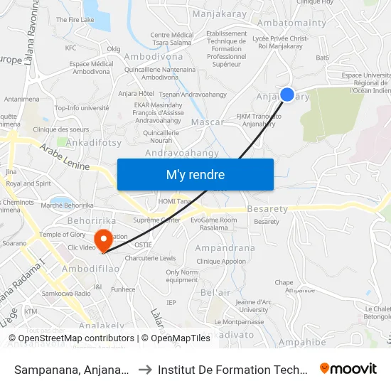 Sampanana, Anjanahary to Institut De Formation Technique map
