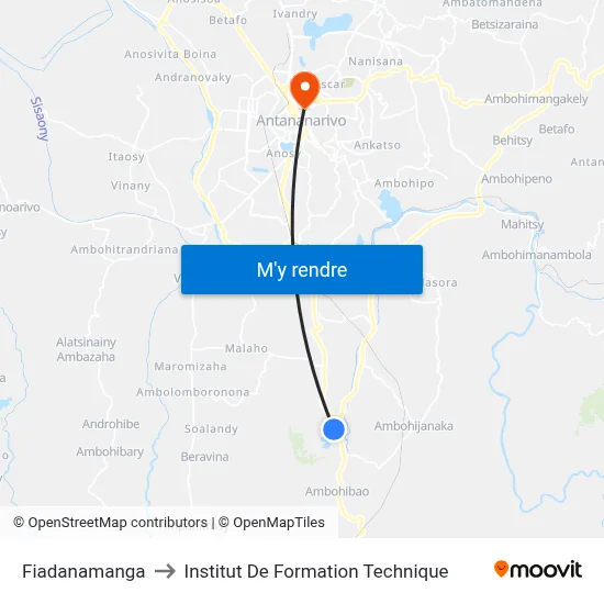 Fiadanamanga to Institut De Formation Technique map