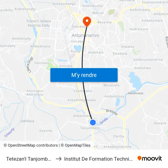 Tetezan'I Tanjombato to Institut De Formation Technique map
