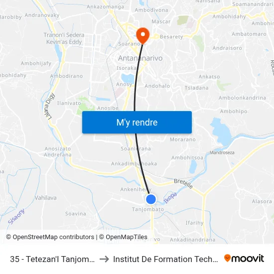 35 - Tetezan'I Tanjombato to Institut De Formation Technique map