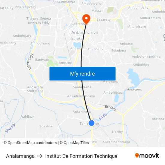 Analamanga to Institut De Formation Technique map