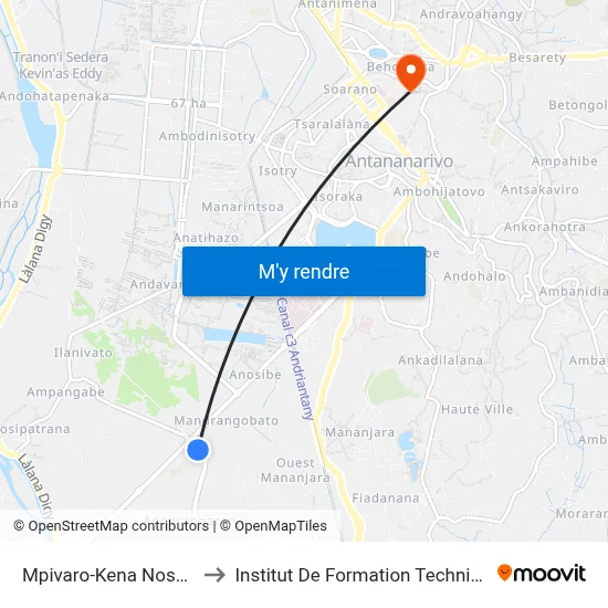 Mpivaro-Kena Nosybe to Institut De Formation Technique map