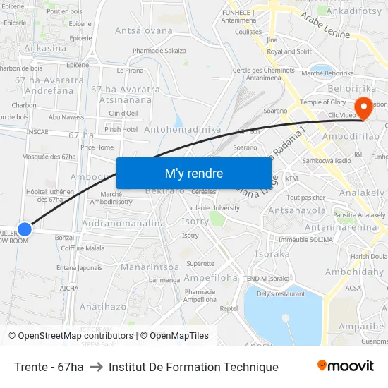 Trente - 67ha to Institut De Formation Technique map