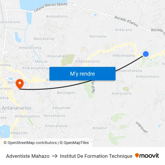Adventiste Mahazo to Institut De Formation Technique map