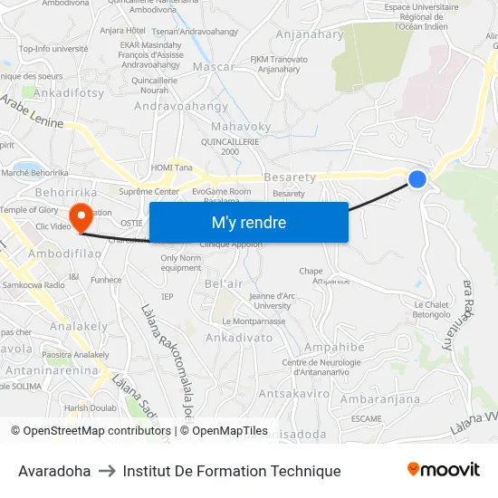 Avaradoha to Institut De Formation Technique map