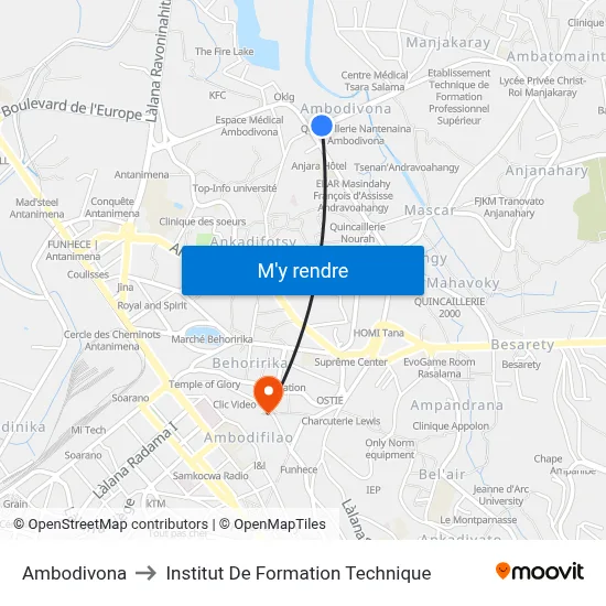 Ambodivona to Institut De Formation Technique map
