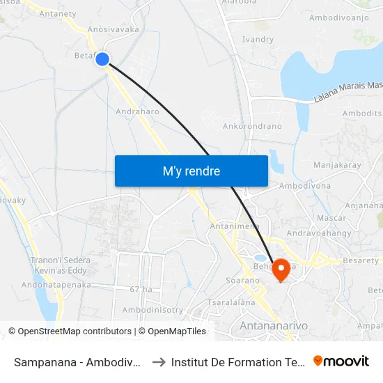 Sampanana - Ambodivoronkely to Institut De Formation Technique map
