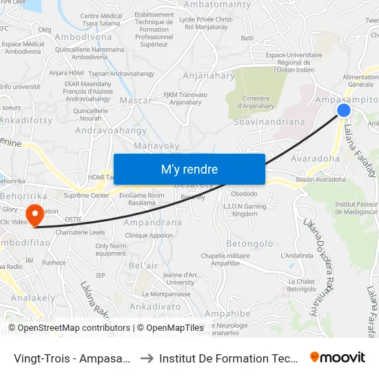 Vingt-Trois - Ampasampito to Institut De Formation Technique map