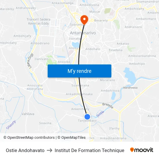 Ostie Andohavato to Institut De Formation Technique map