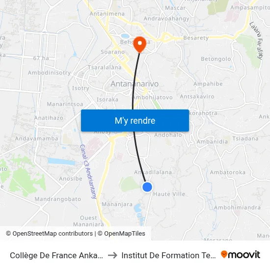 Collège De France Ankadilalana to Institut De Formation Technique map