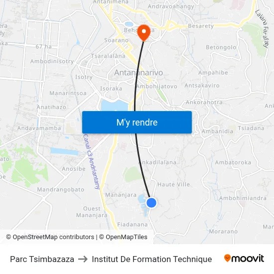 Parc Tsimbazaza to Institut De Formation Technique map