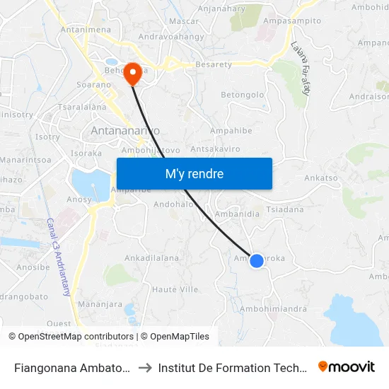 Fiangonana Ambatoroka to Institut De Formation Technique map