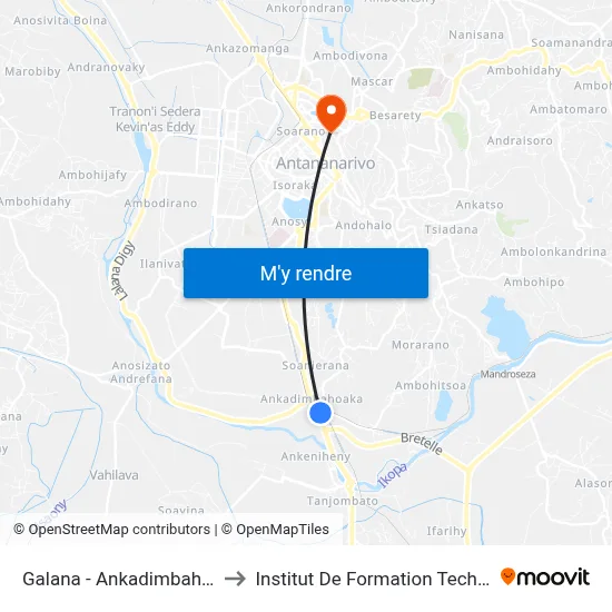 Galana - Ankadimbahoaka to Institut De Formation Technique map