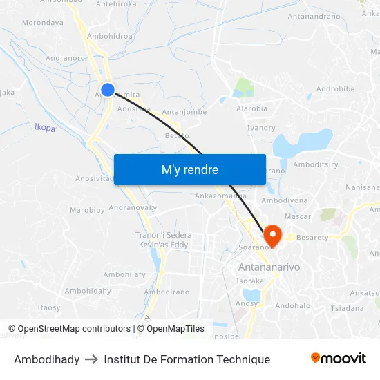 Ambodihady to Institut De Formation Technique map