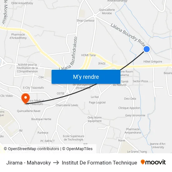 Jirama - Mahavoky to Institut De Formation Technique map