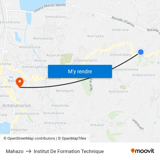Mahazo to Institut De Formation Technique map