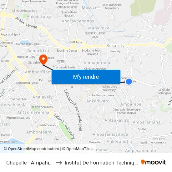 Chapelle - Ampahibe to Institut De Formation Technique map